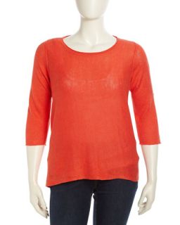 3/4 Sleeve Sweater Box Top, Red Lory, Womens