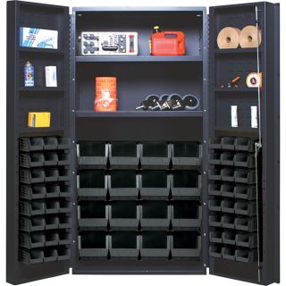 Quantum Storage Cabinet With 64 Bins   36 Inch x 24 Inch x 72 Inch Size, Black