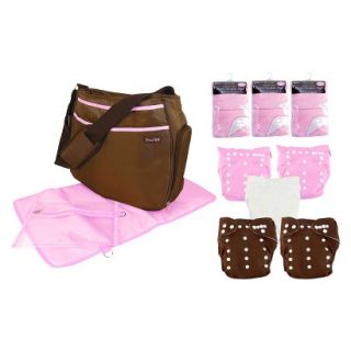 19 Pc. Cloth Diaper Starter Pack   Pink and Brown by Lab