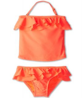 Jessica Simpson Kids Lovelace Tankini Set Girls Swimwear Sets (Coral)