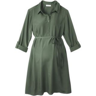 Merona Maternity Rolled Sleeve Shirt Dress   Green M