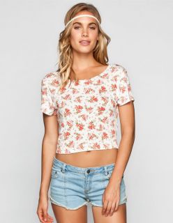 Floral Print Crop Top Cream Combo In Sizes X Small, Large, Small, Med