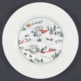 Lenox China Sleighride Salad Plate, Fine China Dinnerware   Snow,Houses,Sleds, W