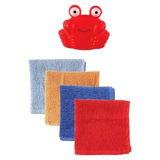 Luvable Friends Infant Boys 4 Pack Washcloth Set with Bath Toy   Blue