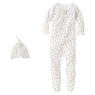 Burts Bees Baby Newborn Neutral Print Coverall and Hat   Cloud 3 6 M