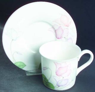 Noritake After The Rain Flat Cup & Saucer Set, Fine China Dinnerware   New Decad