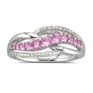 Lab Created Pink Sapphire & Diamond Accent Ring, Womens
