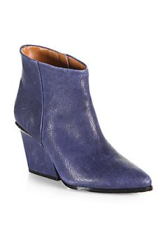 Boutique 9 Isoke Leather Western Ankle Boots   Navy