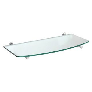Wall Shelf Convex Clear Glass Shelf With Silver Atlas Supports   23.5