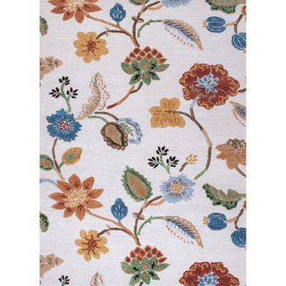 Hand tufted Transitional Floral Pattern Ivory Rug (8 X 11)