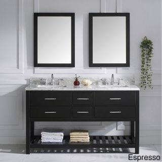 Virtu Usa Caroline Estate Italian Carrara White Marble Double Sink Bathroom Vanity