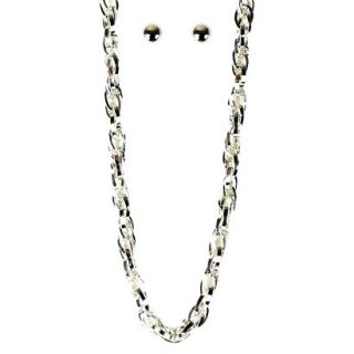 Curb Chain Necklace and Earrings Set   Silver