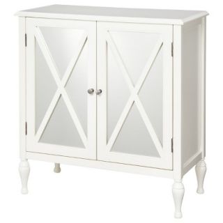 Accent Table Hollywood Mirrored Accent Cabinet   White