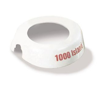 Tablecraft White Plastic Dispenser ID Collar w/ Maroon Print, 1000 Island