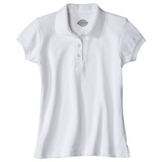 Dickies Girls School Uniform Short Sleeve Interlock Polo   White 4