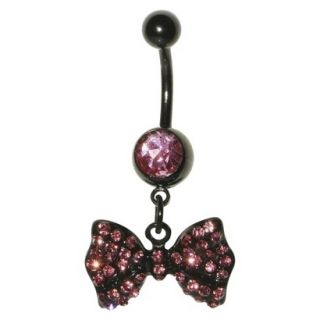 Womens Supreme Jewelry Curved Barbell Belly Ring with Stones   Black/Pink