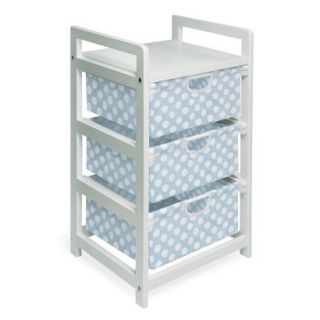 White 3 Drawer Hamper/Storage   Blue/Polka Dots