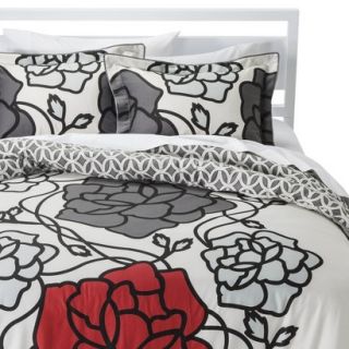Room 365 Pop Floral Reversible Comforter Set   Gray/Red (King)