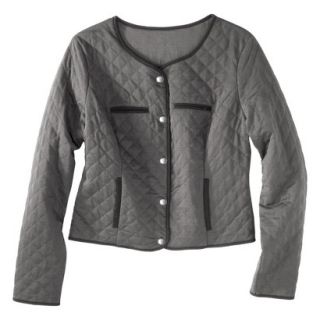 Merona Petites Long Sleeve Quilted Blazer   Gray/Black SP