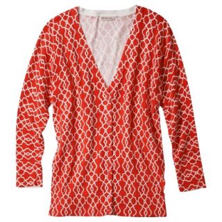 Merona Petites 3/4 Sleeve V Neck Cardigan Sweater   Orange Print XXLP