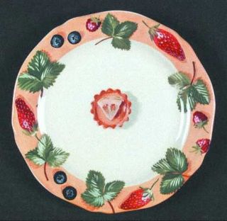 Gien Farandole Canape Plate, Fine China Dinnerware   Various Summer Fruits