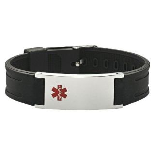 Hope Paige Medical ID Classic Style Adjustable Rubber Bracelet   Black