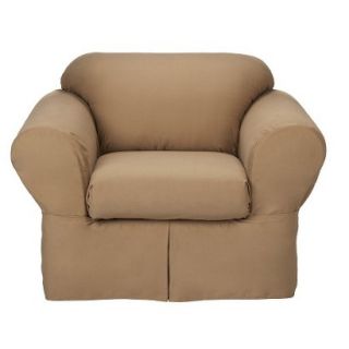 Casual Home Twill 2 Piece Chair Slipcover   Burnished Tan