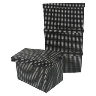 Room Essentials Embossed Decorative Box   Set of 4   Black with White Dots
