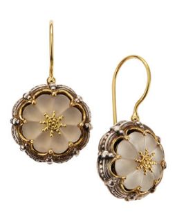 Round Flower Carved Frosted Crystal Earrings