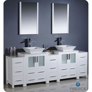 Fresca Fresca Torino 84 inch White Modern Bathroom Vanity With Double Vessel Sinks White Size Double Vanities