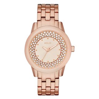 RELIC Patricia Womens Rose Tone Crystal Accent Glitz Bracelet Watch