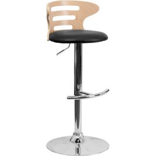 FlashFurniture Bar Stool with Vinyl Adjustable Height Seat and Cutout Back SD