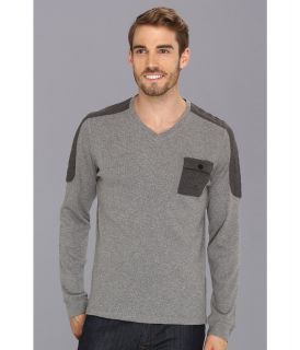 Calvin Klein Jeans L/S V Neck Thermal w/ Quilted Panels Mens T Shirt (Gray)