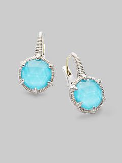 Judith Ripka Turquoise & Sterling Silver Earrings   Blue Silver