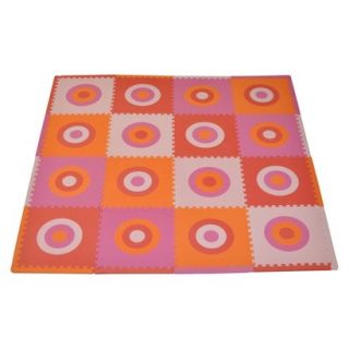 16pc Playmat Set, Circles Squared   Pink and Orange by Tadpoles