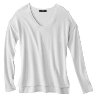 Mossimo Petites Long Sleeve V Neck Pullover Sweater   White XSP
