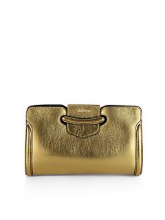 Alexander McQueen Heroine Metallic Clutch   Gold