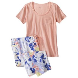 Gilligan & OMalley Womens Tee Shirt/Crop PJ Set   Coral Island Floral M