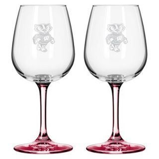 Boelter Brands NCAA 2 Pack Wisconsin Badgers Satin Etch Wine Glass   12 oz