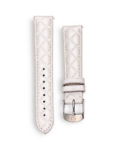 Michele Watches 16MM Quilted Leather Strap   Whisper White