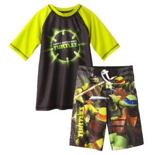 Teenage Mutant Ninja Turtle Boys Rashguard and Swim Trunk Set   Green L