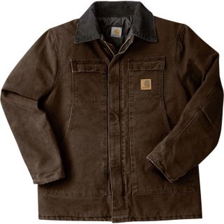 Carhartt Sandstone Traditional Quilt Lined Coat   Dark Brown, Large, Model C26