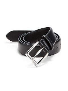 Polo Ralph Lauren Leather Belt   Black Silver