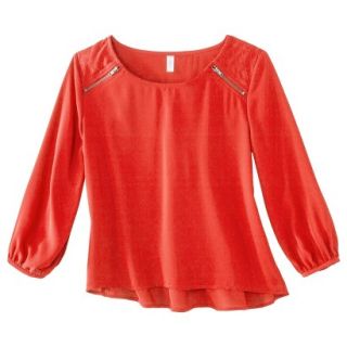 Xhilaration Juniors Long Sleeve Quilted Top   Hypercoral S(3 5)