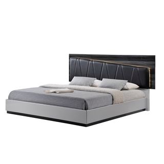 Global Furniture Usa Silver Line And Zebra Grey Blue Pu King Bed Grey Size King