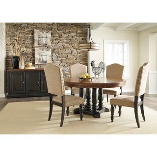 Sb c Shardinelle Two tone Vintage Brown Round Dining Room Table