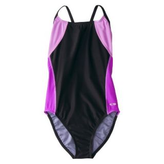 C9 by Champion Womens Freestyle Swim Tank   Black/Purple S