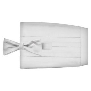 Tevolio Mens Solid Cummerbund and Bow Tie Set   White