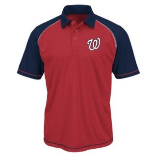 MLB Mens Washington Nationals Synthetic Polo T Shirt   Red/Navy (S)
