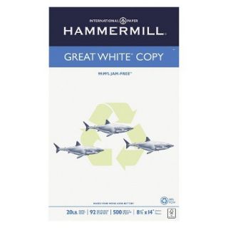 Hammermill Recycled Copy Paper, 92 Brightness, 20lb, 8 1/2 x 14   500 Sheets